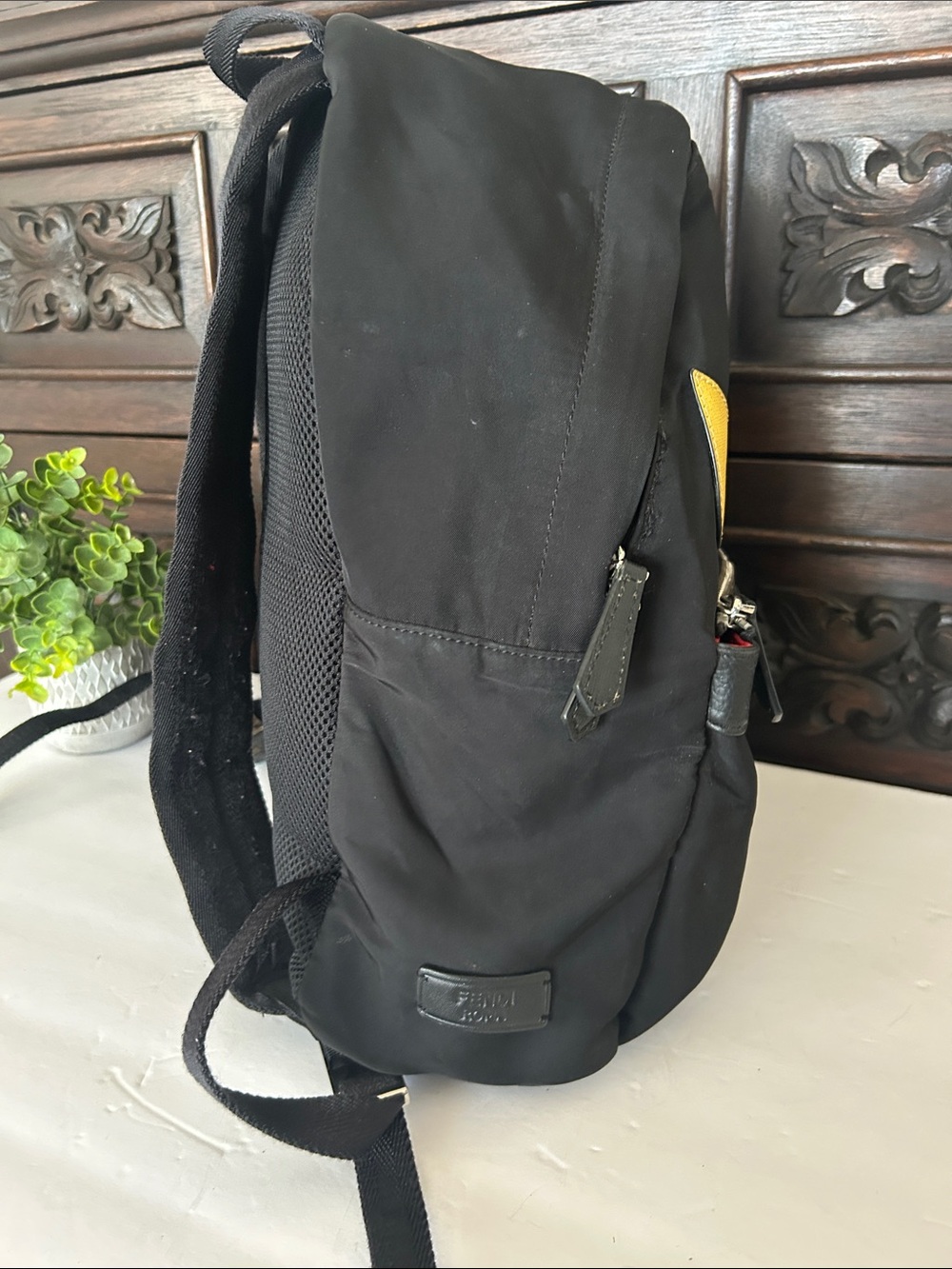 Black Backpack with Yellow Accent Eyes - Men - Picture 8 of 17